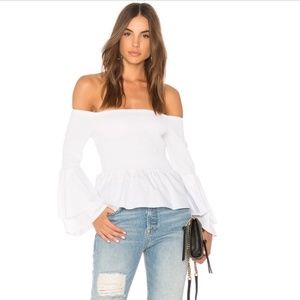 Amanda Uprichard Beachwood Peplum Off-Shoulder White Top Size S